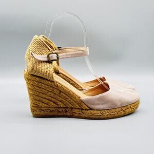 Gaimo Shoes Womens EU 39 US 8 Pink Espadrille Wedge Heels Suede Handmade Spain